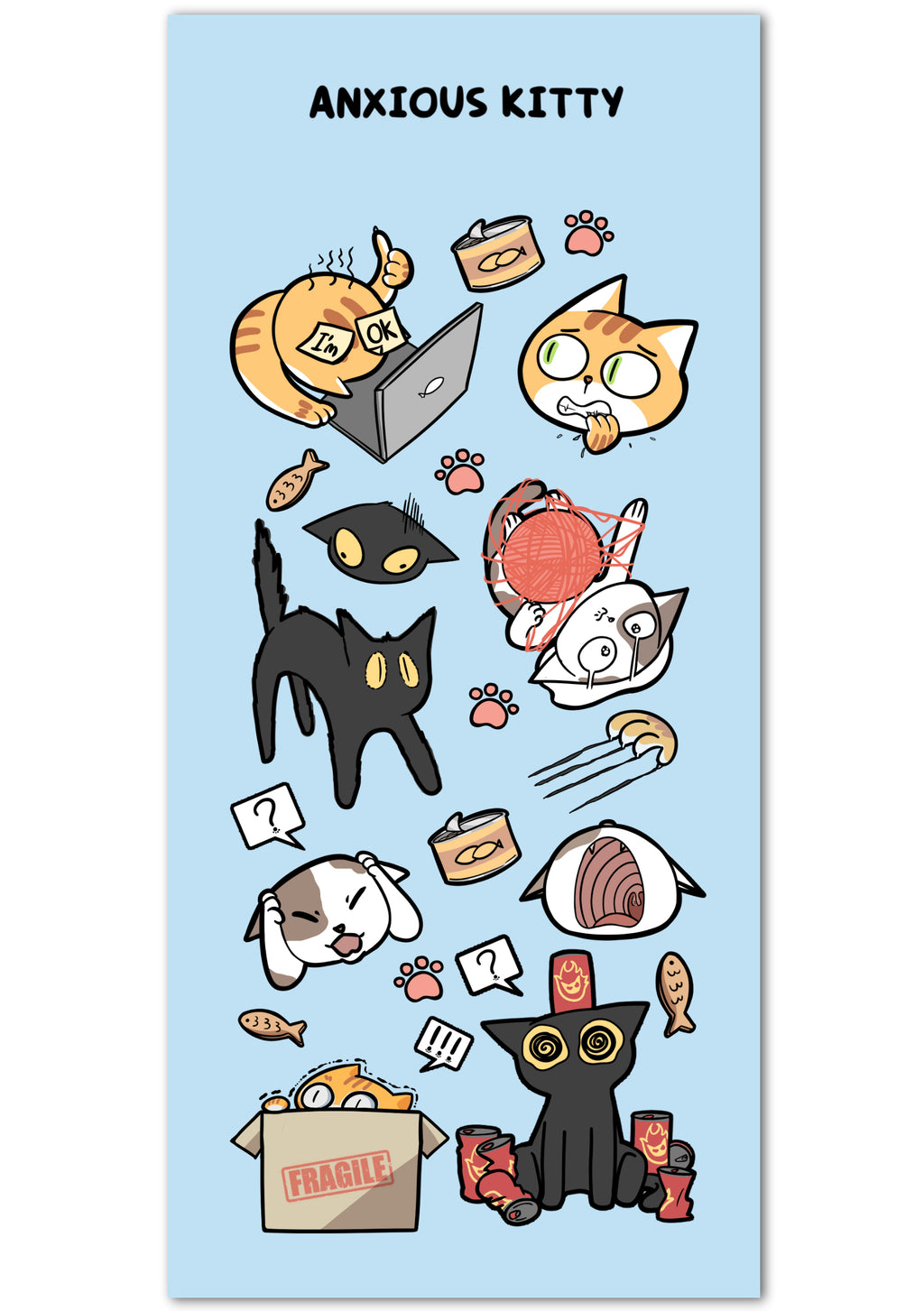 Anxious Kitty Sticker Sheet
