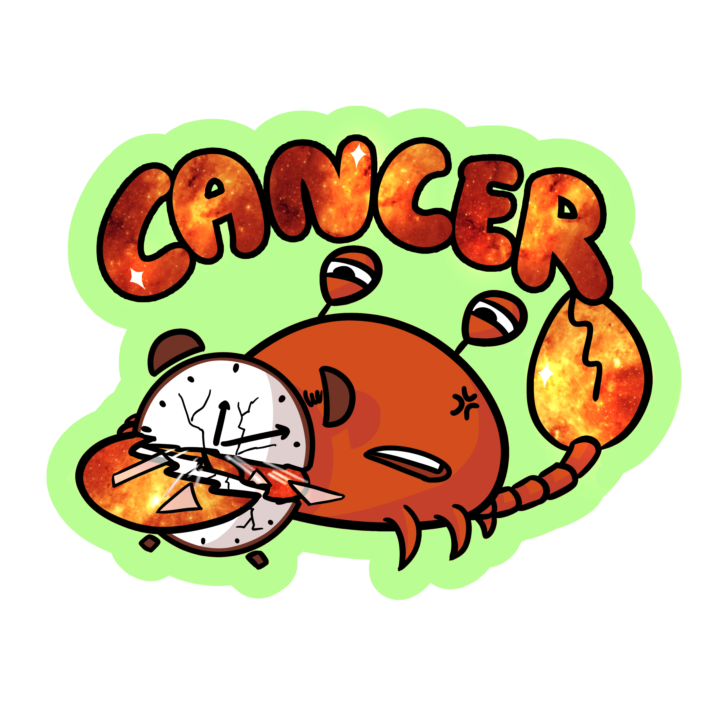 Cancer Holographic Sticker | Cute Zodiac Sticker | Water-Resistant 3x3" Vinyl