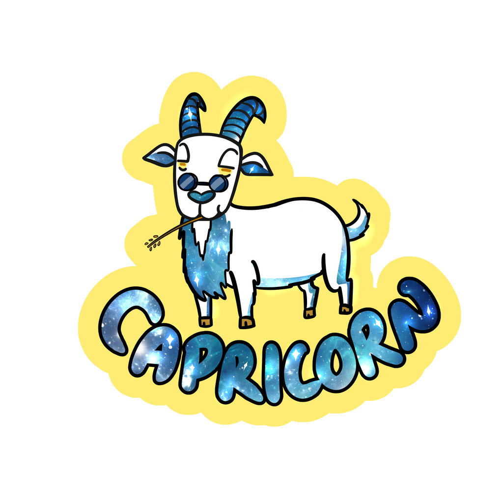 Capricorn Holographic Sticker | Cute Zodiac Sticker | Water-Resistant 3x3" Vinyl
