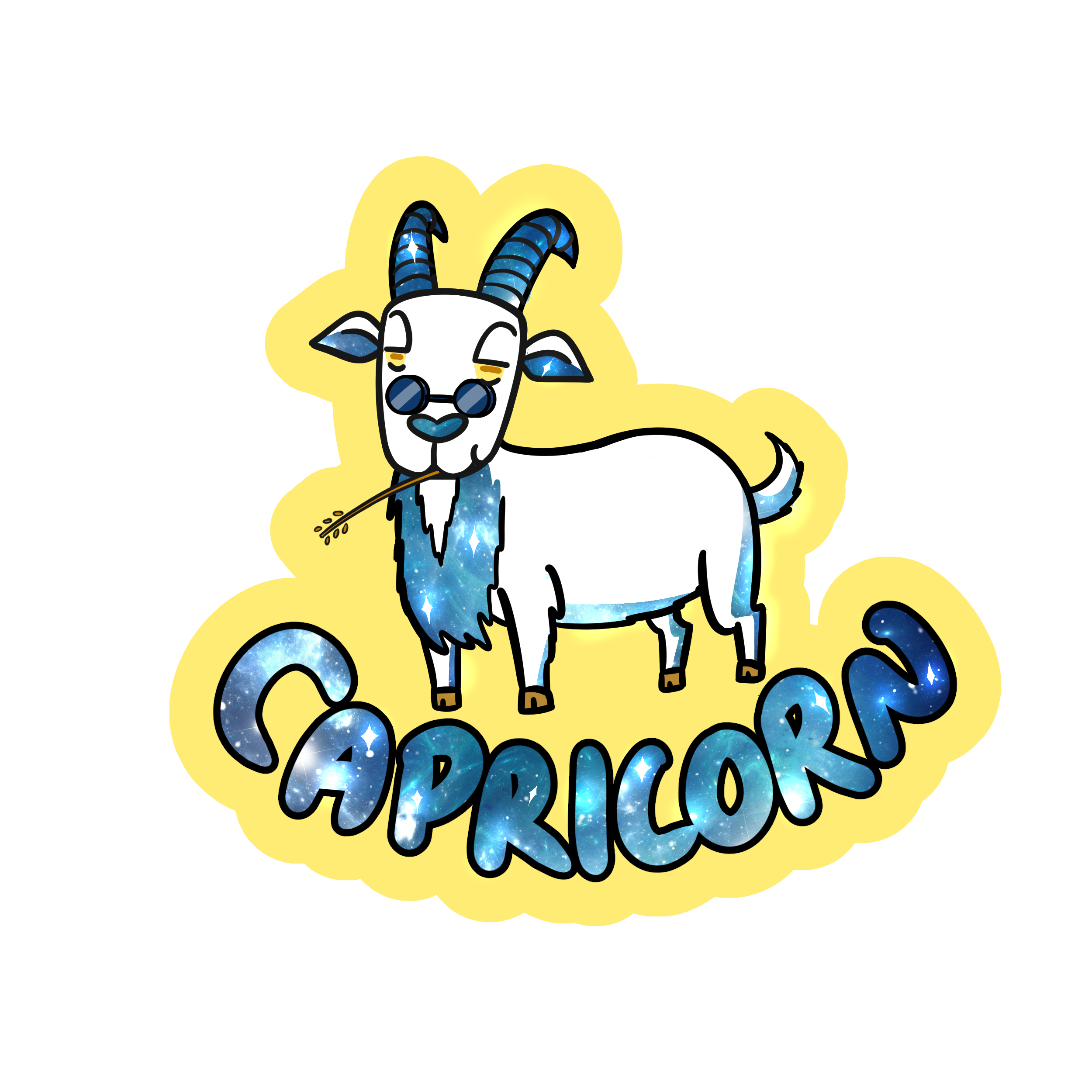 Capricorn Holographic Sticker | Cute Zodiac Sticker | Water-Resistant 3x3" Vinyl