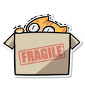 Fragile Cat Sticker | Cute Anxious Cat in a Box | Kawaii Vinyl Sticker