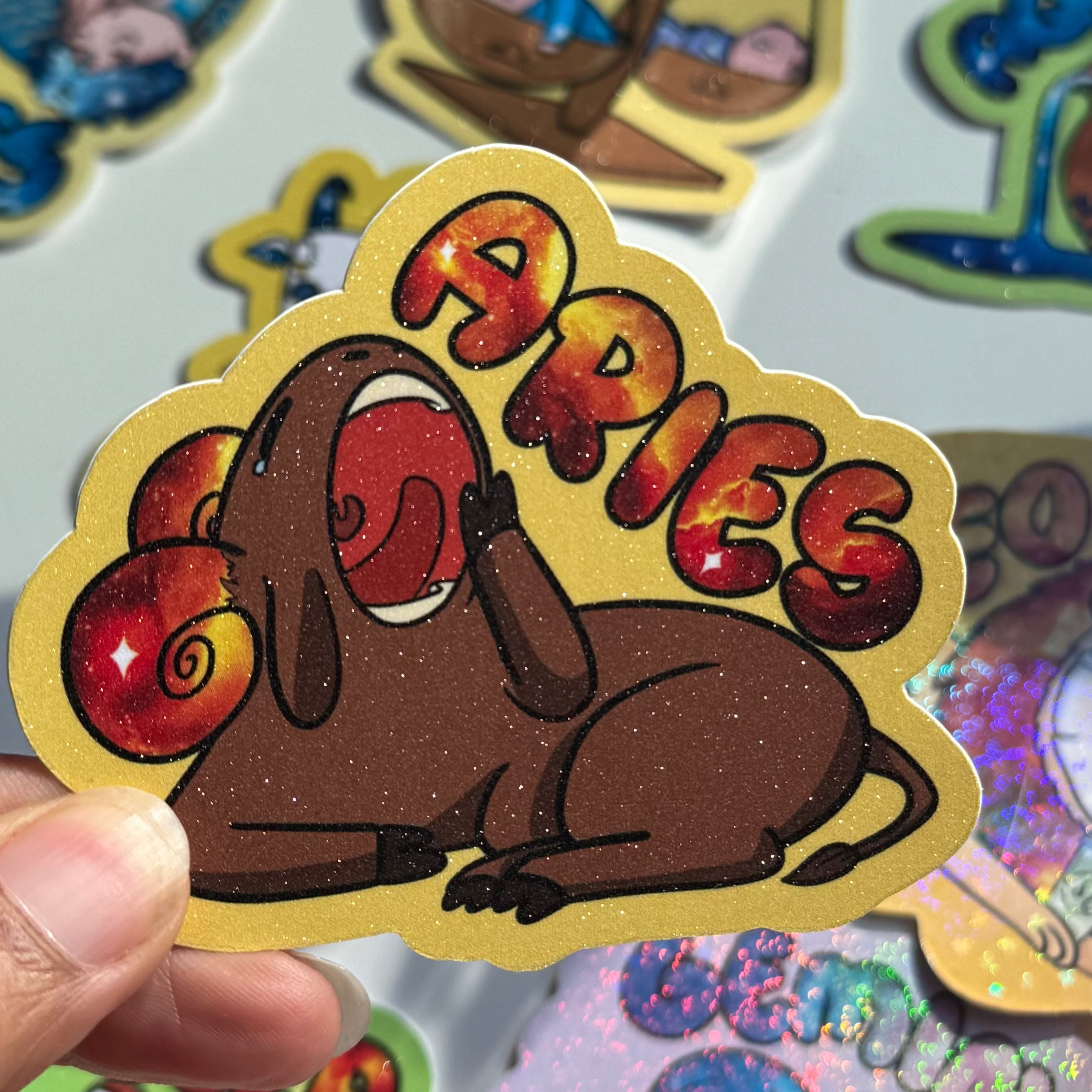 Aries Holographic Sticker | Cute Zodiac Sticker | Water-Resistant 3x3" Vinyl