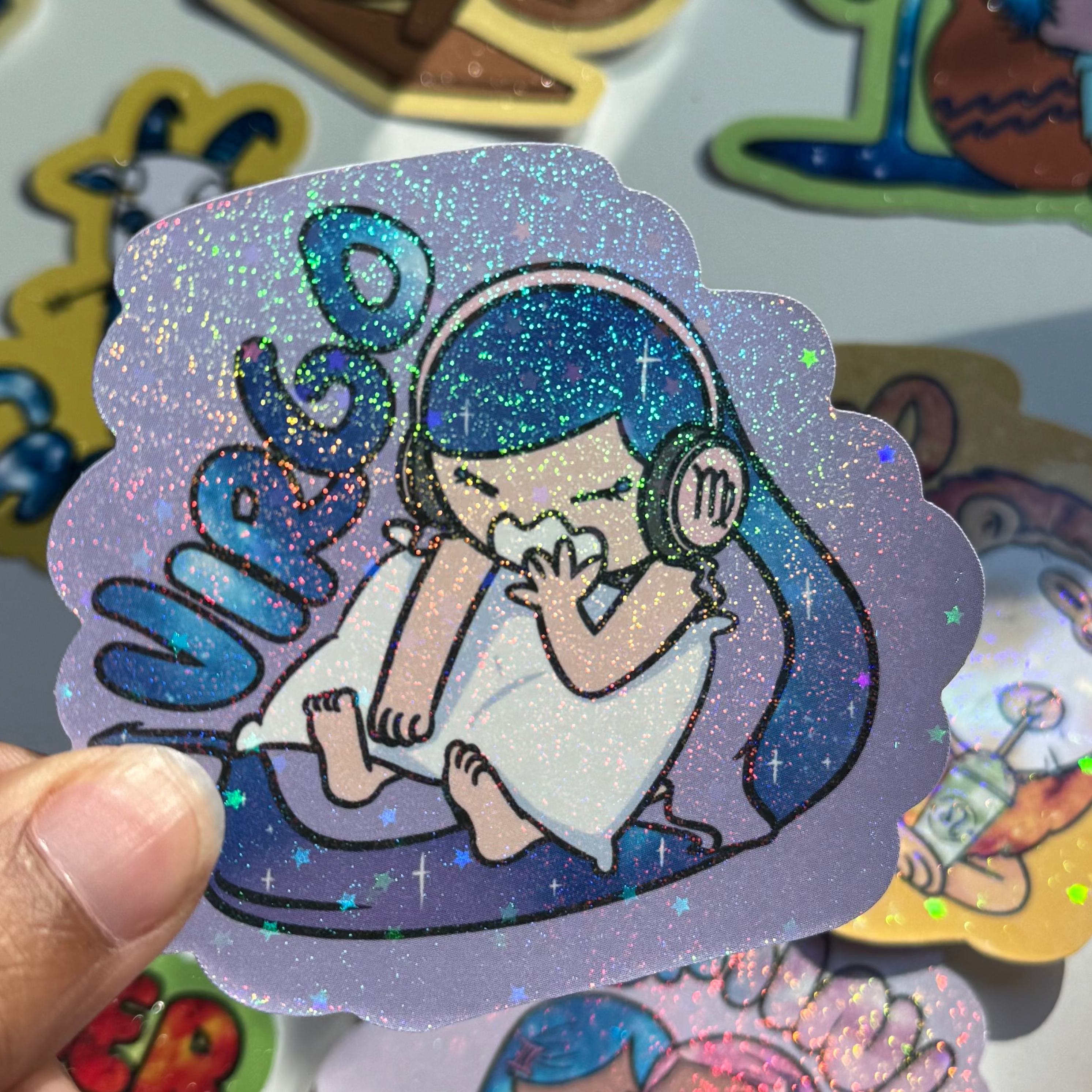 Virgo Holographic Sticker | Cute Zodiac Sticker | Water-Resistant 3x3" Vinyl
