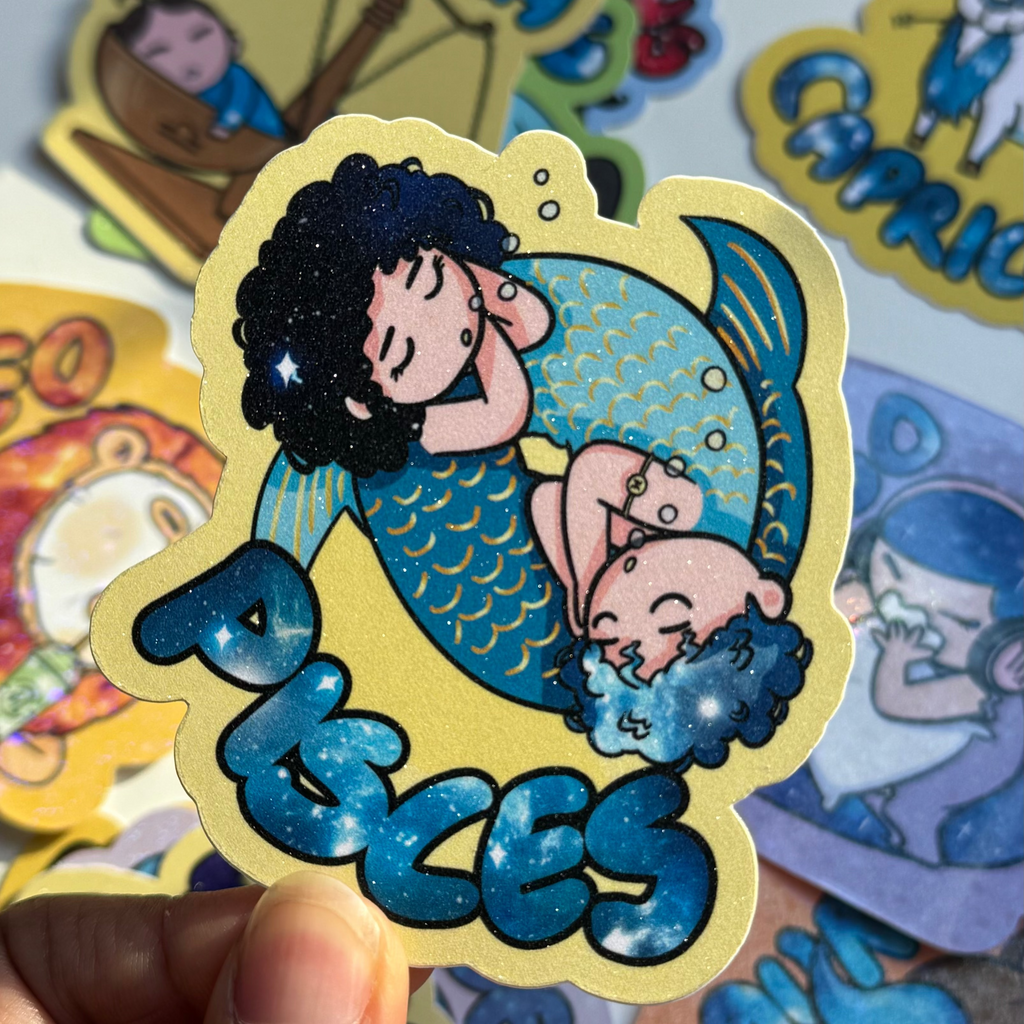 Pisces Holographic Sticker | Cute Zodiac Sticker | Water-Resistant 3x3" Vinyl (Copy)