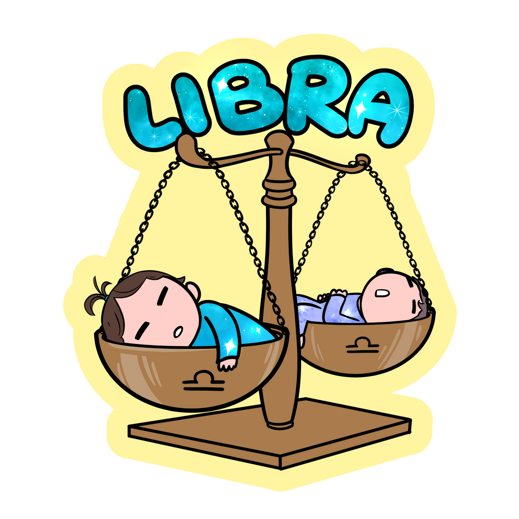 Libra Holographic Sticker | Cute Zodiac Sticker | Water-Resistant 3x3" Vinyl