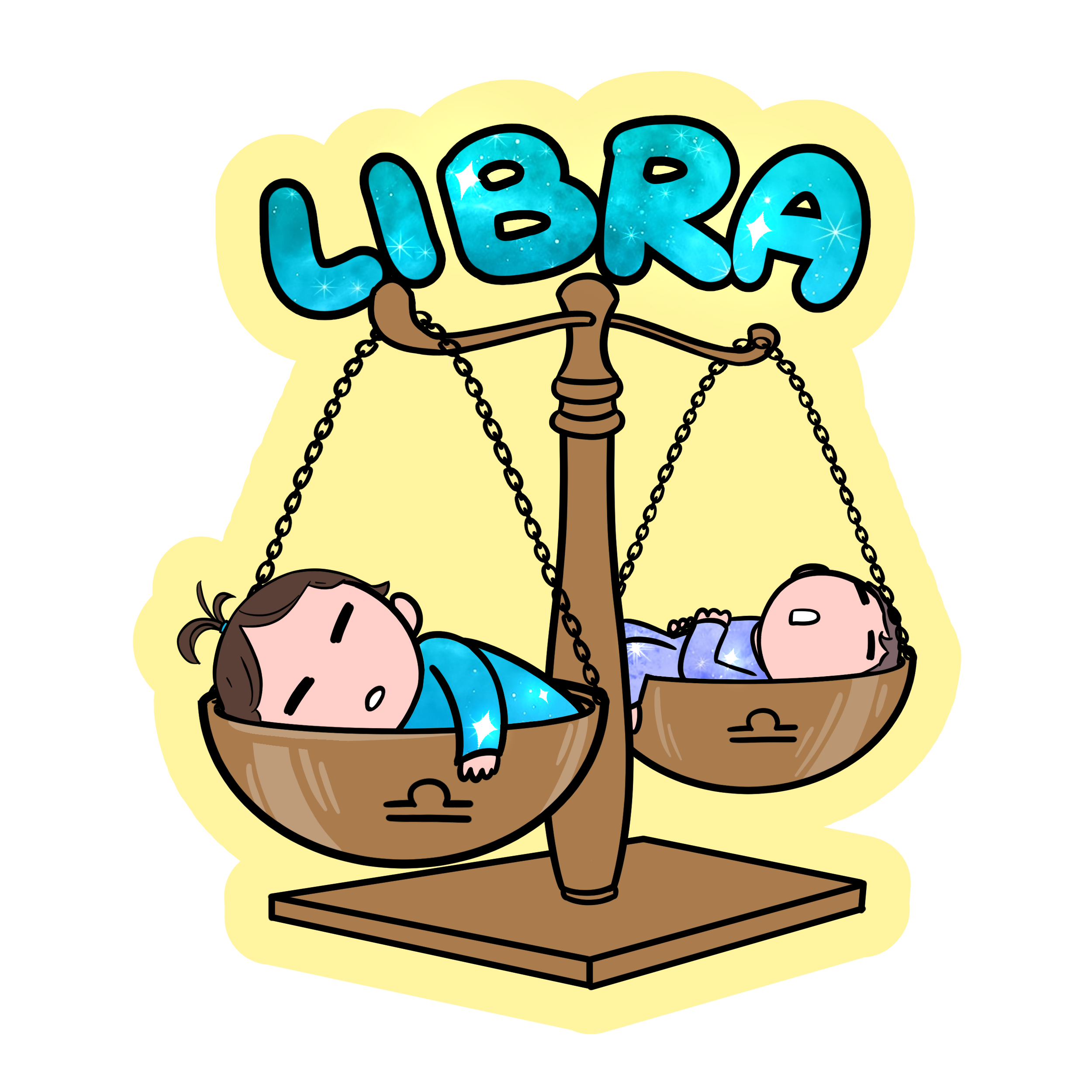 Libra Holographic Sticker | Cute Zodiac Sticker | Water-Resistant 3x3" Vinyl