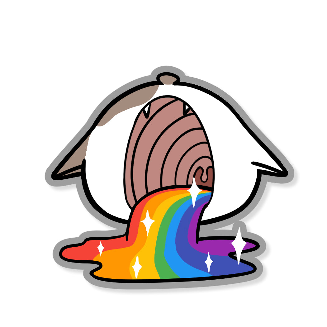 Rainbow Puke Cat Sticker | Funny Kawaii Cat Sticker | Water-Resistant 3x3" Vinyl