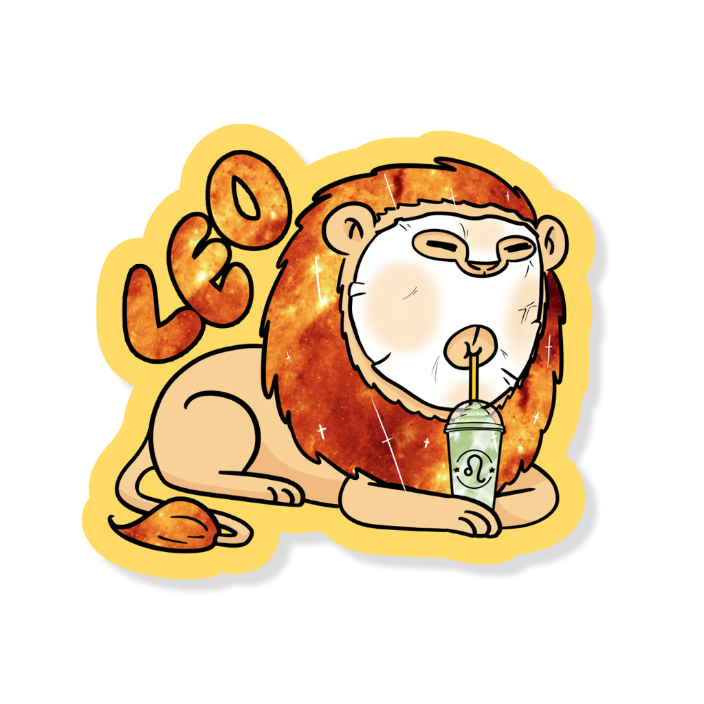 Leo Holographic Sticker | Cute Zodiac Sticker | Water-Resistant 3x3" Vinyl