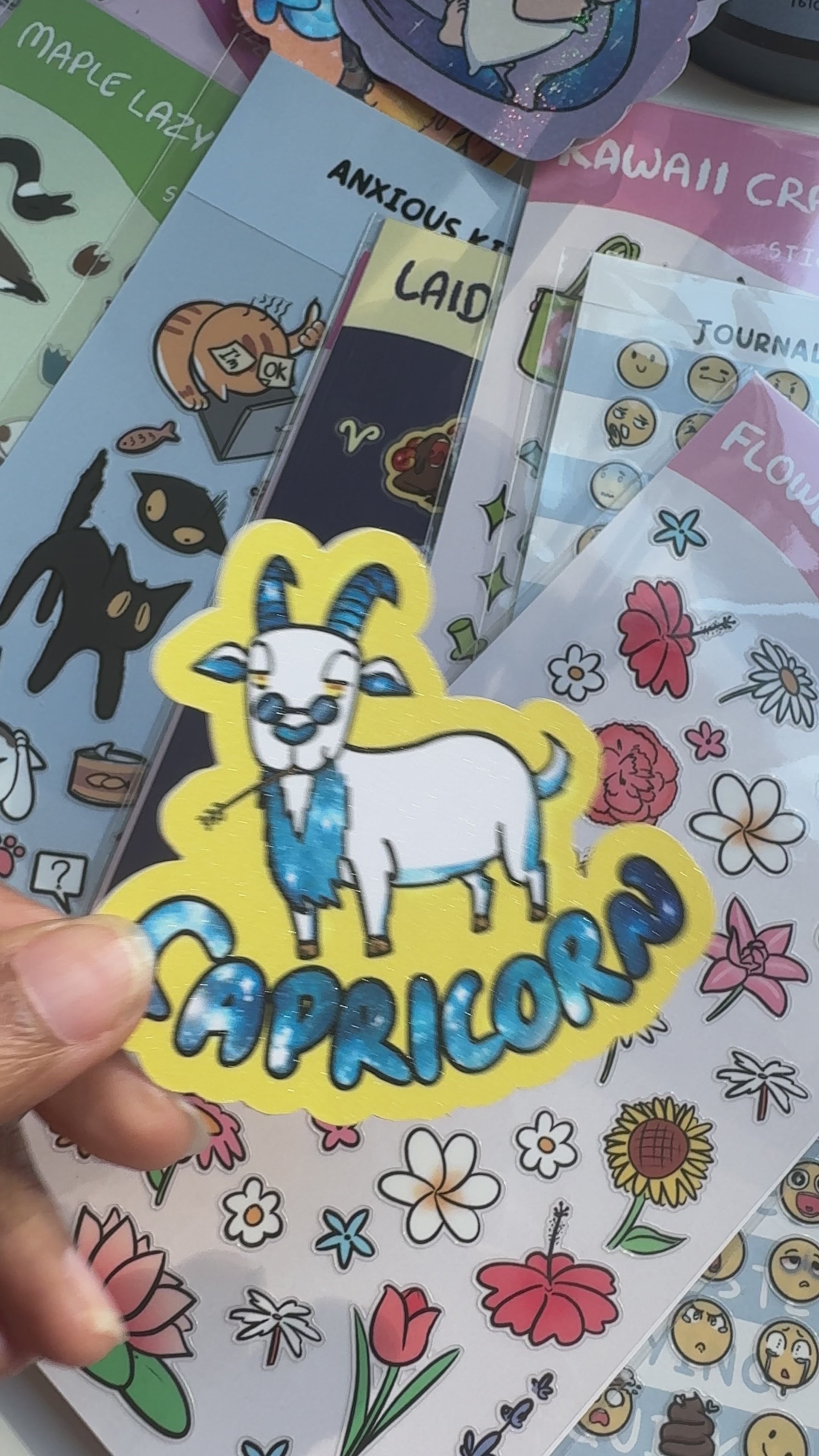 Capricorn Holographic Sticker | Cute Zodiac Sticker | Water-Resistant 3x3" Vinyl