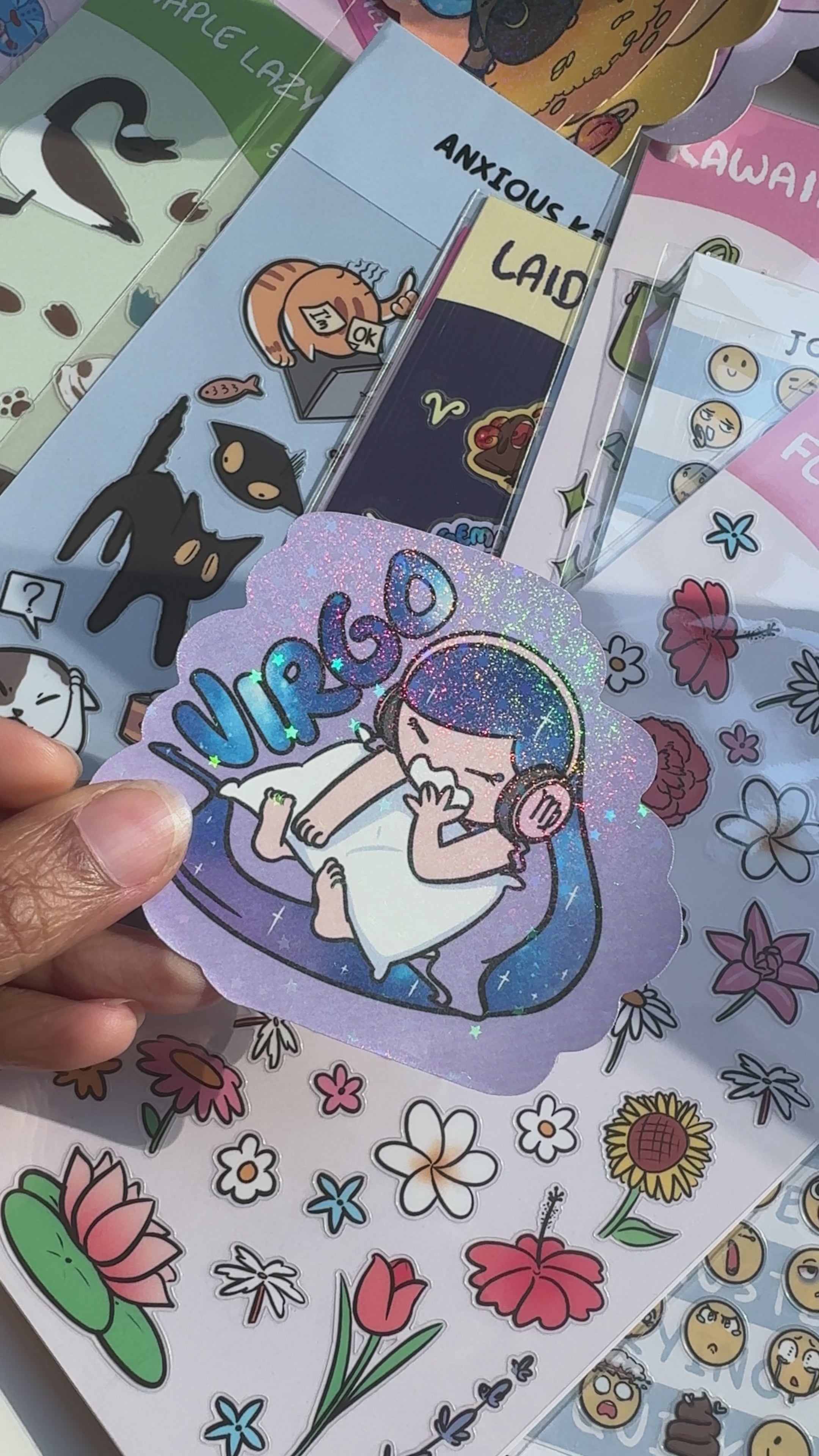 Virgo Holographic Sticker | Cute Zodiac Sticker | Water-Resistant 3x3" Vinyl
