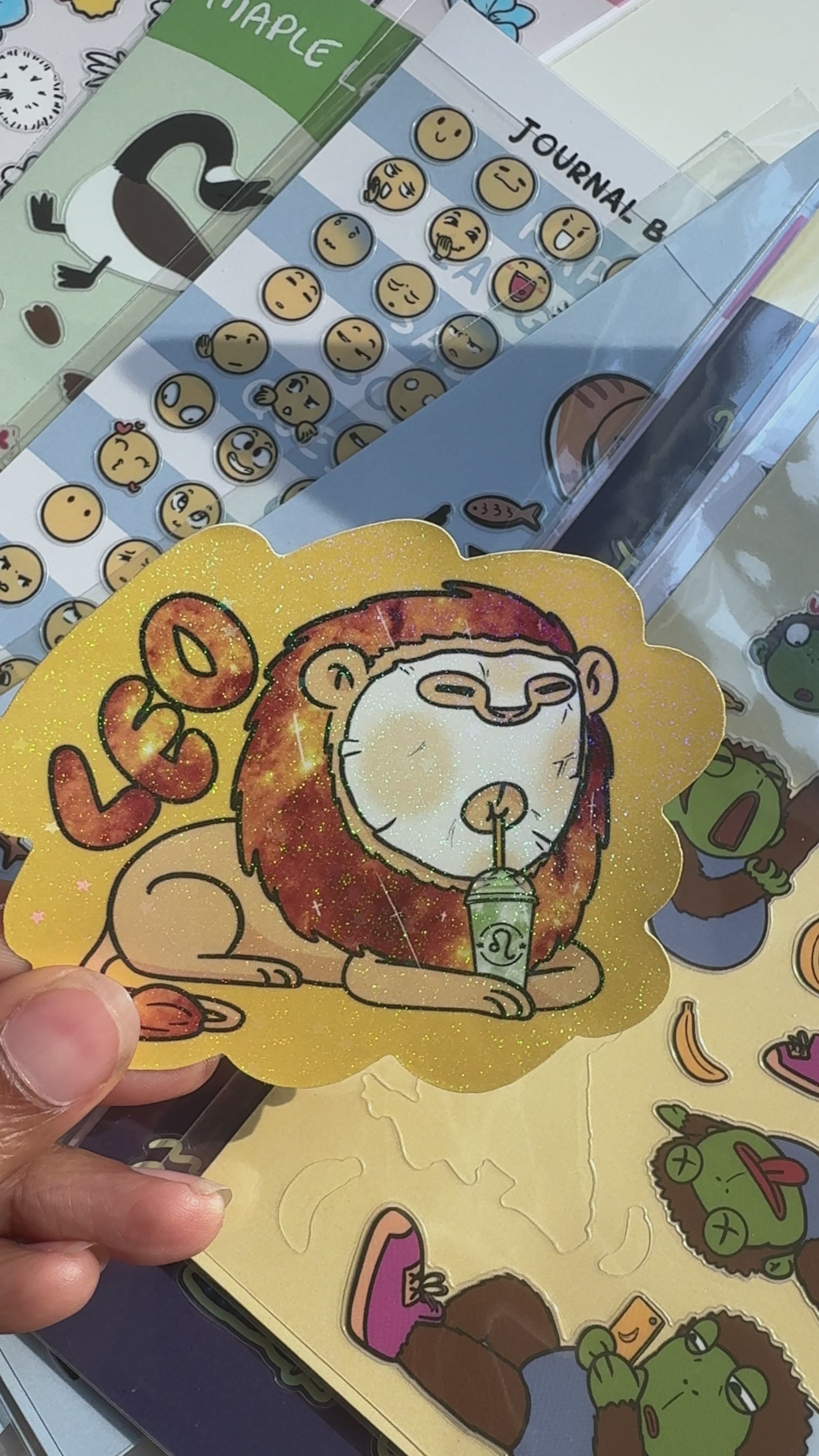 Leo Holographic Sticker | Cute Zodiac Sticker | Water-Resistant 3x3" Vinyl