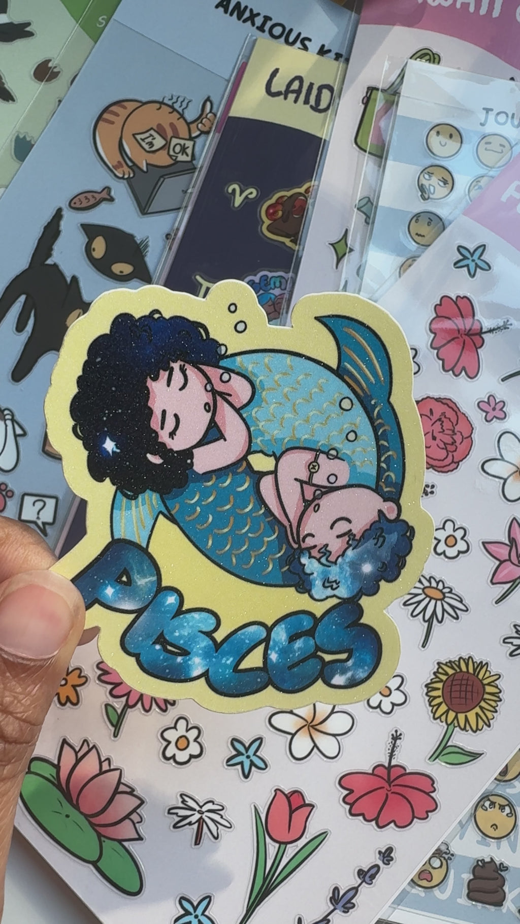Pisces Holographic Sticker | Cute Zodiac Sticker | Water-Resistant 3x3" Vinyl (Copy)