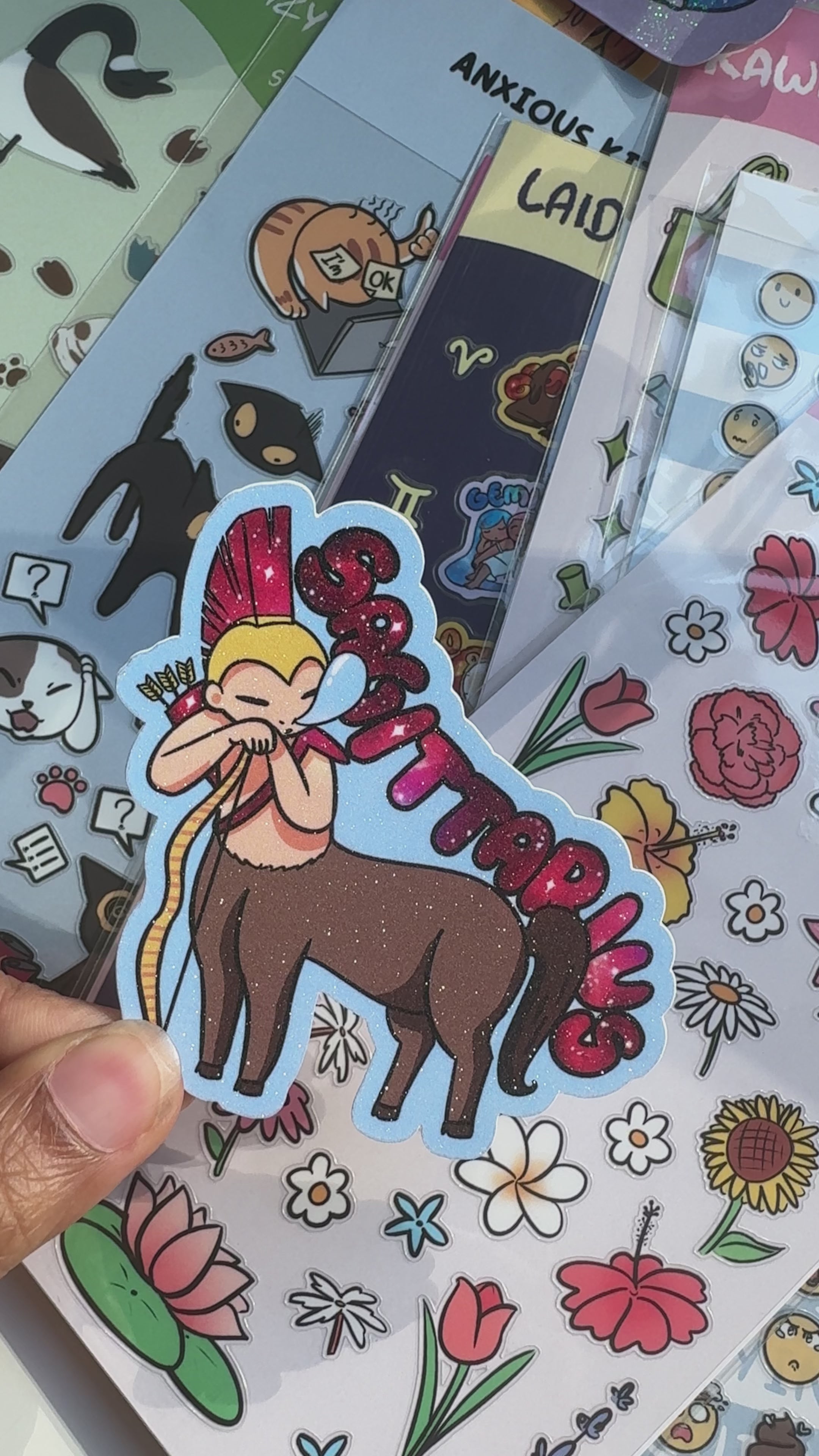 Sagittarius Holographic Sticker | Cute Zodiac Sticker | Water-Resistant 3x3" Vinyl