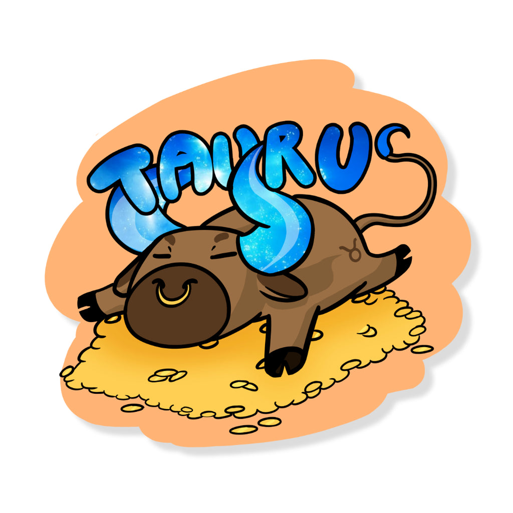 Taurus Holographic Sticker | Cute Zodiac Sticker | Water-Resistant 3x3" Vinyl